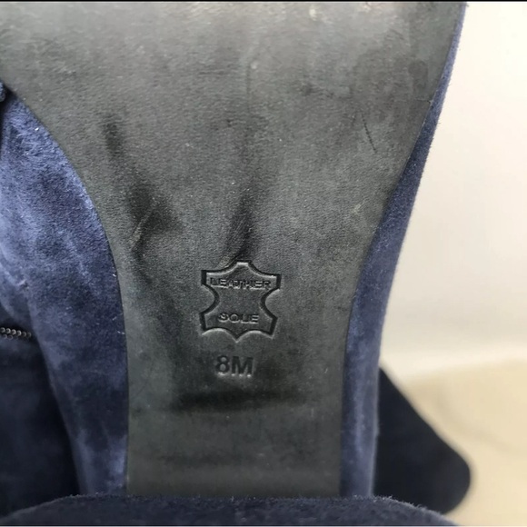 Tory Burch Addison Blue Suede Tall Boots Womens size 8M Royal Navy #44914 Zip Up - Picture 12 of 14
